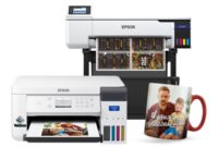 Sublimation printer printing custom design on fabric.