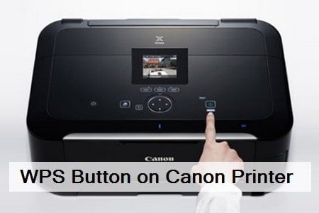 WPS button on Canon printer setup and troubleshooting guide.