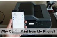 Person using smartphone to print wirelessly to a nearby printer.