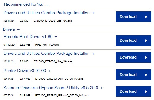 Epson ET-2800 driver download