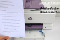 Double-sided printing settings menu on a MacBook screen.