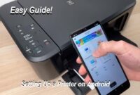 Set Up Printer on Android: A person using an Android phone to print wirelessly to a nearby printer.