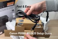 Step-by-step setup of the Canon PIXMA MG3620 printer for home and office use.