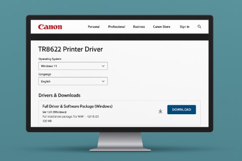 Canon PIXMA TR8622 driver download page screenshot