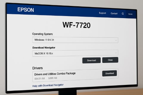 Epson WF-7720 driver download webpage screenshot