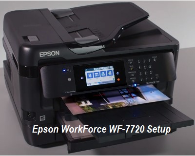 Epson WF-7720 printer Wi-Fi setup screen with blinking LED indicator