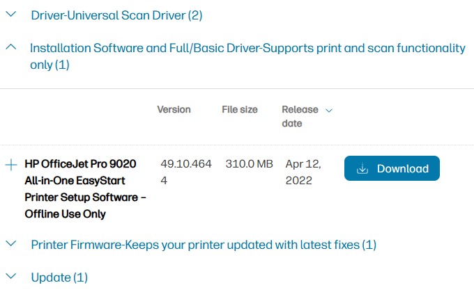 HP Officejet Pro 9025e driver download instructions