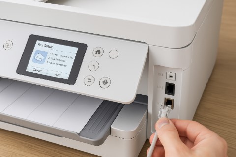 Simple Epson Printer Fax Setup — Solve It Fast! 3 Epson printer showing fax setup screen with step-by-step instructions