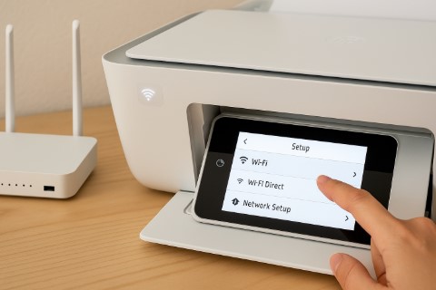 How to Connect HP Envy 6055e to Wifi - Effortless 3 how to connect HP Envy 6055e to wifi wireless setup screen.