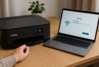 Canon PIXMA TS6400 series printer setup with laptop wireless connection