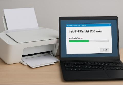 HP Deskjet 2132 driver installation screenshot on Windows 10