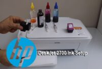 HP DeskJet 2700 ink printer with closed ink cartridge door after successful setup.