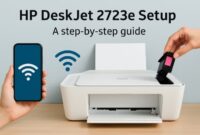 HP DeskJet 2723e printer setup tutorial for wireless and USB connection