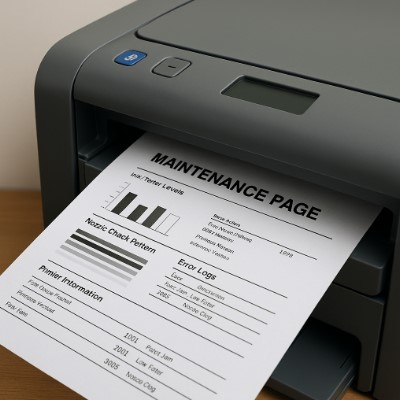 Printer maintenance page print instructions for error resolution.