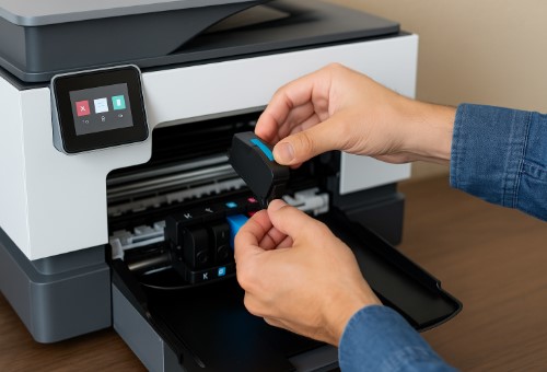 HP Officejet Pro 9015e ink cartridge replacement tutorial