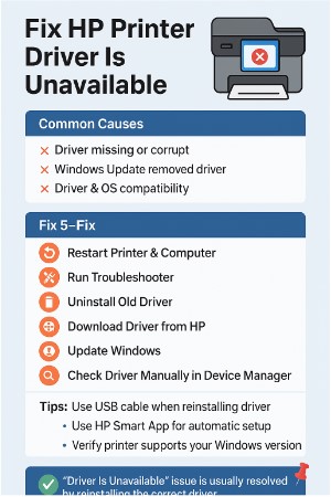 How to fix HP printer driver unavailable error