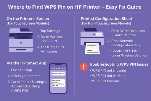 Where to find WPS pin on HP printer – labeled diagram