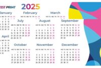 Free 2025 printable calendar templates for desk and A4