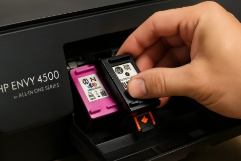 Step-by-step HP ENVY 4500 ink cartridge replacement guide