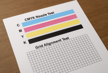 Printing printer test pages PDF documents for color and nozzle checks