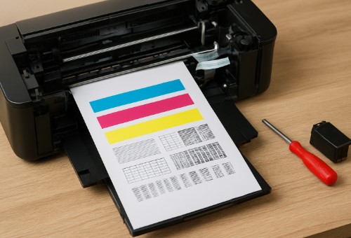 What Is a Printer Test Page - printer test page example showing color calibration and printhead alignment patterns