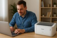 Steps to download and install the Canon LBP6030w printer driver on a Windows PC.