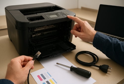 Troubleshooting why a printer is offline using network, hardware, and settings checks.