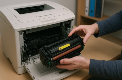 Lexmark 120.03 Error - Lexmark 120.03 fuser error fix with technician inspecting fuser unit
